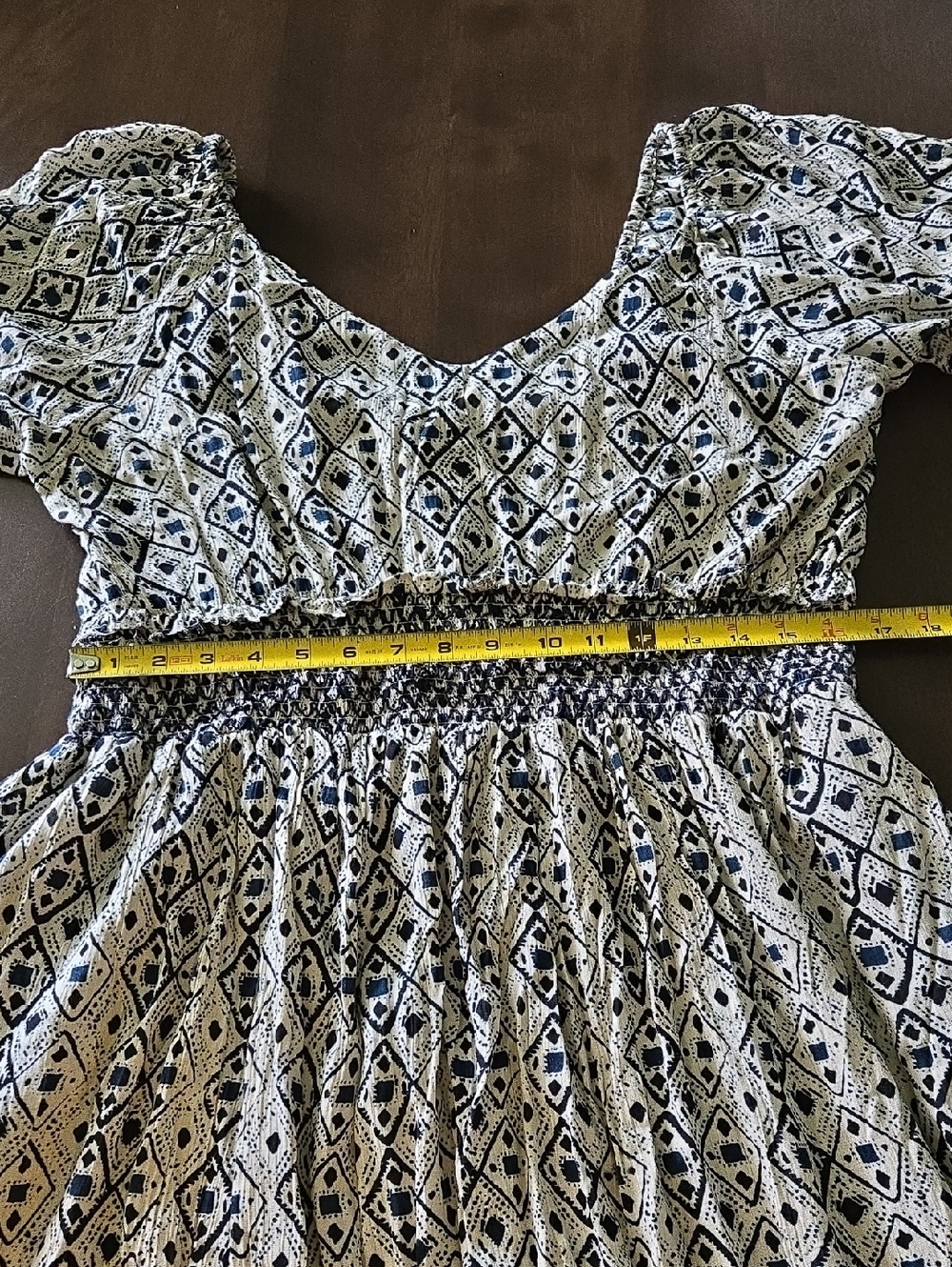 Room 34 Floral Dress Navy and Cream Geometric Print Dress XL - Picture 7 of 10